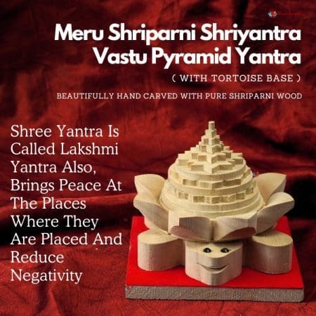 Meru Shriparni (sevan/saven) Shri Yantra Vastu Pyramid Yantra With Tortoise Red Base. (4 Inch)