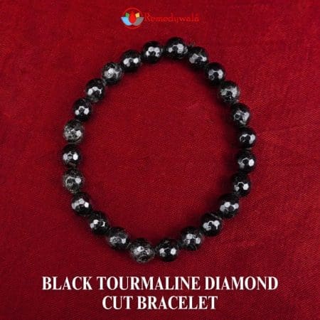Black Tourmaline Diamond Cut Bracelet