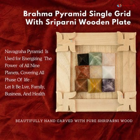 Brahma Pyramid Single Grid with sriparni Wooden Plate- Vastu Correction