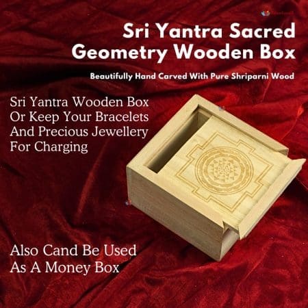 Sri Yantra Sacred Geometry Wooden Box, Cash Box, Bracelet Charging Box.