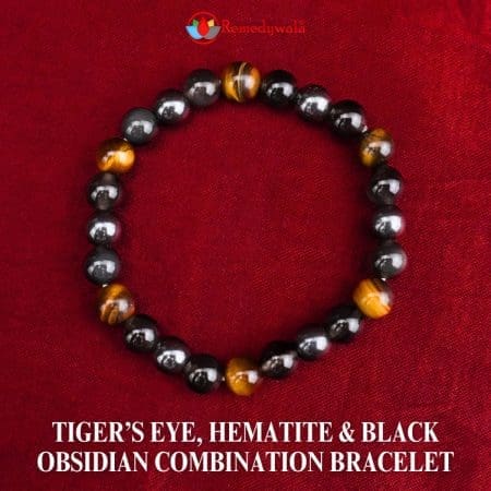 Tiger’s Eye, Hematite & Black Obsidian Combination Bracelet 8mm