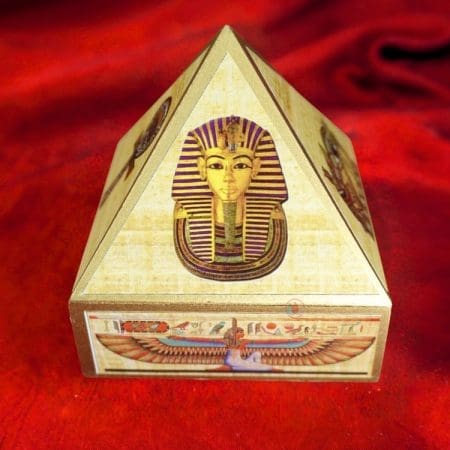 Wooden Pyramid Wish Box Size 4 inch Egyptian Sticker Wish Box
