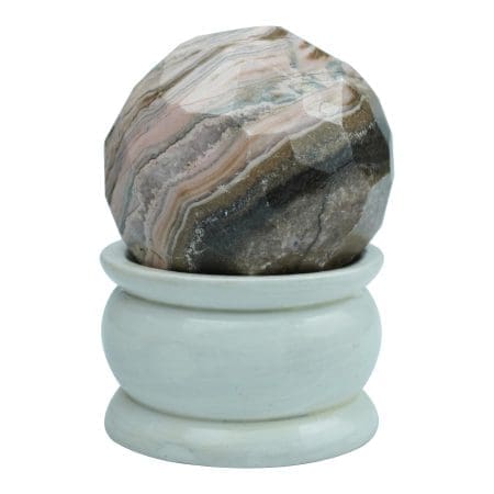 Charged Activated Energized Rhodonite Diamond Cut Sphere Ball for Reiki Healing, Meditation.