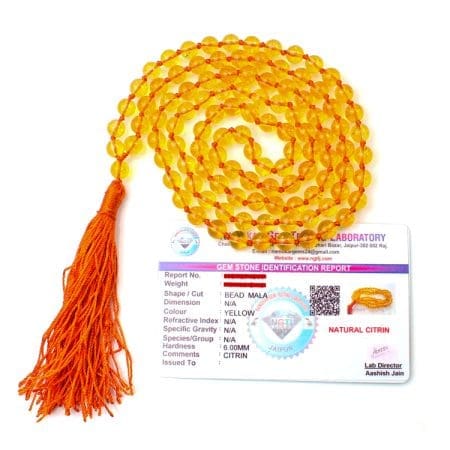 Citrine Crystal Mala With Certificate - Remedywala