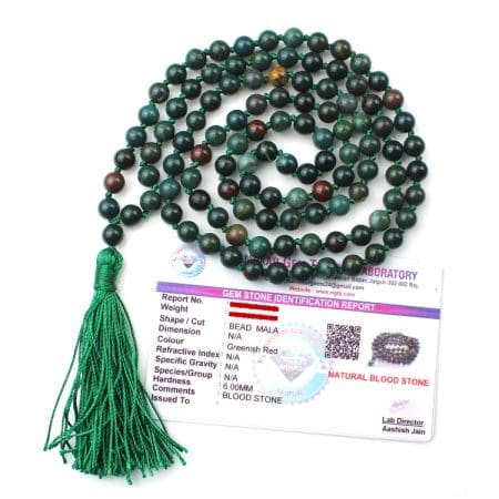 Bloodstone Crystal mala With Certificate - Remedywala