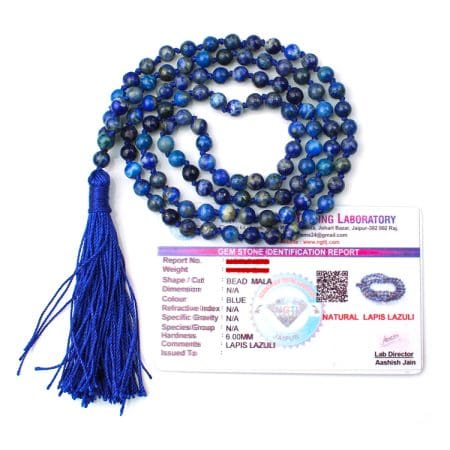 Lapis Lazuli Crystal Mala With Certificate - Remedywala