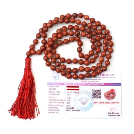 Red Jasper Crystal Mala With Certificate - Remedywala