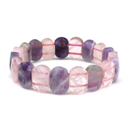 Rose Quartz Amethyst Bracelet (Diamond Cut Tumble)