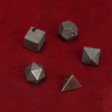 Golden Pyrite Platonic Sacred Geometry Set of 5