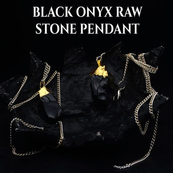 Black Onyx Raw Stone Pendant
