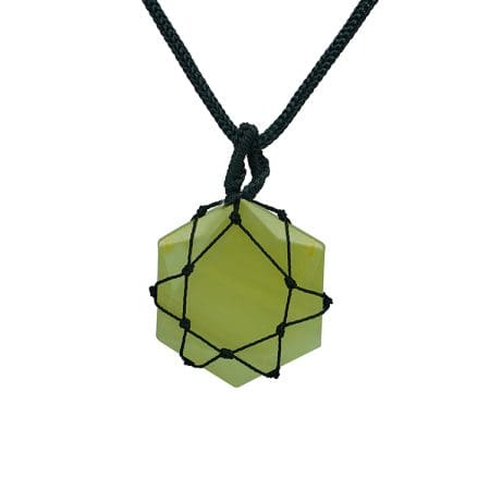 Green Calcite Thread Cage Wrapped Pendant