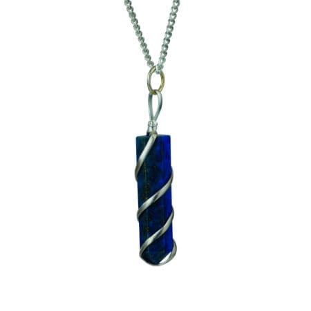 Lapis Lazuli Wire Wrapped Pencil Pendant