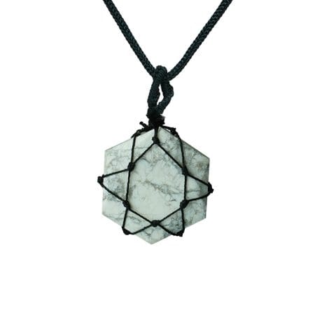 White Howlite Thread Cage Wrapped Pendant