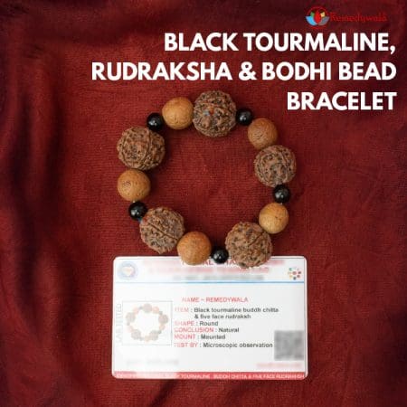 Black Tourmaline, Rudraksha & Bodhi Bead Bracelet