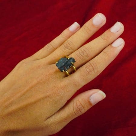 Black Tourmaline Raw Stone Ring