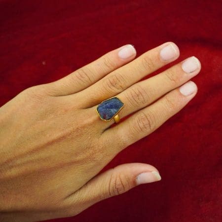 Blue Agate Raw Stone Ring