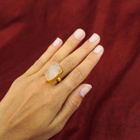 Rose Quartz Rough Stone Ring