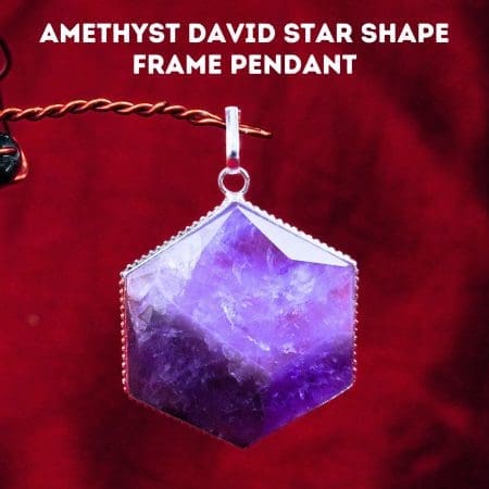Amethyst David Star Shape Frame Pendant
