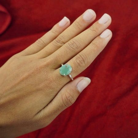 Green Aventurine Diamond Cut Ring