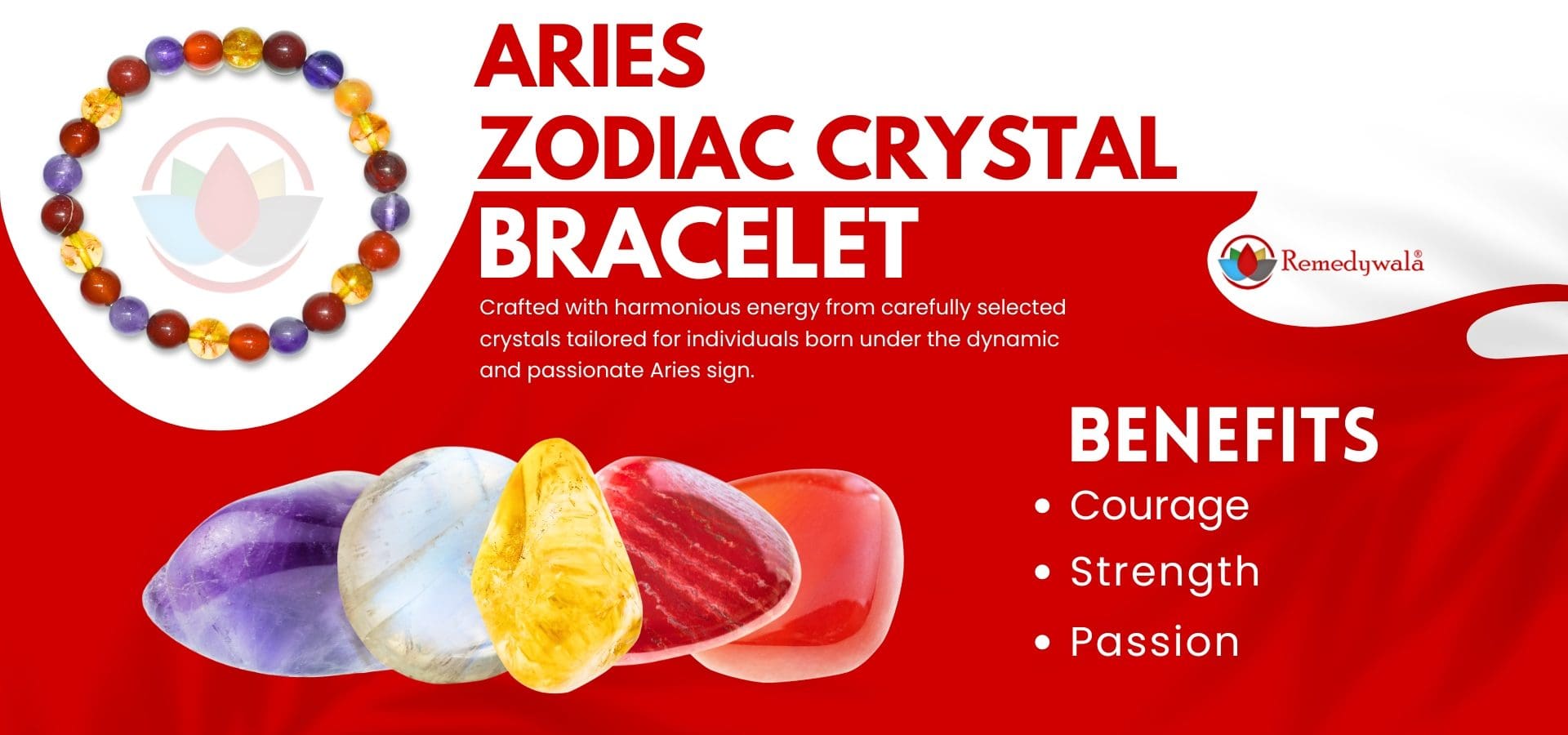 Aries Zodiac Crystal Bracelet