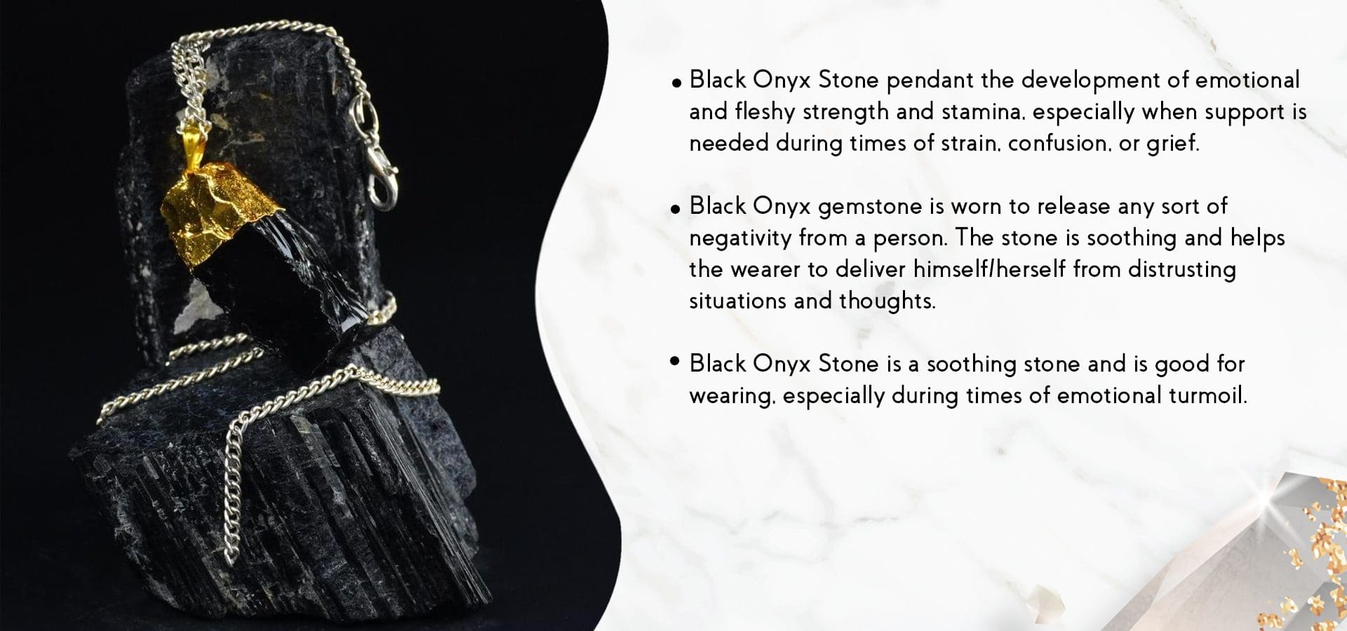 Black Onyx Raw Stone Pendant