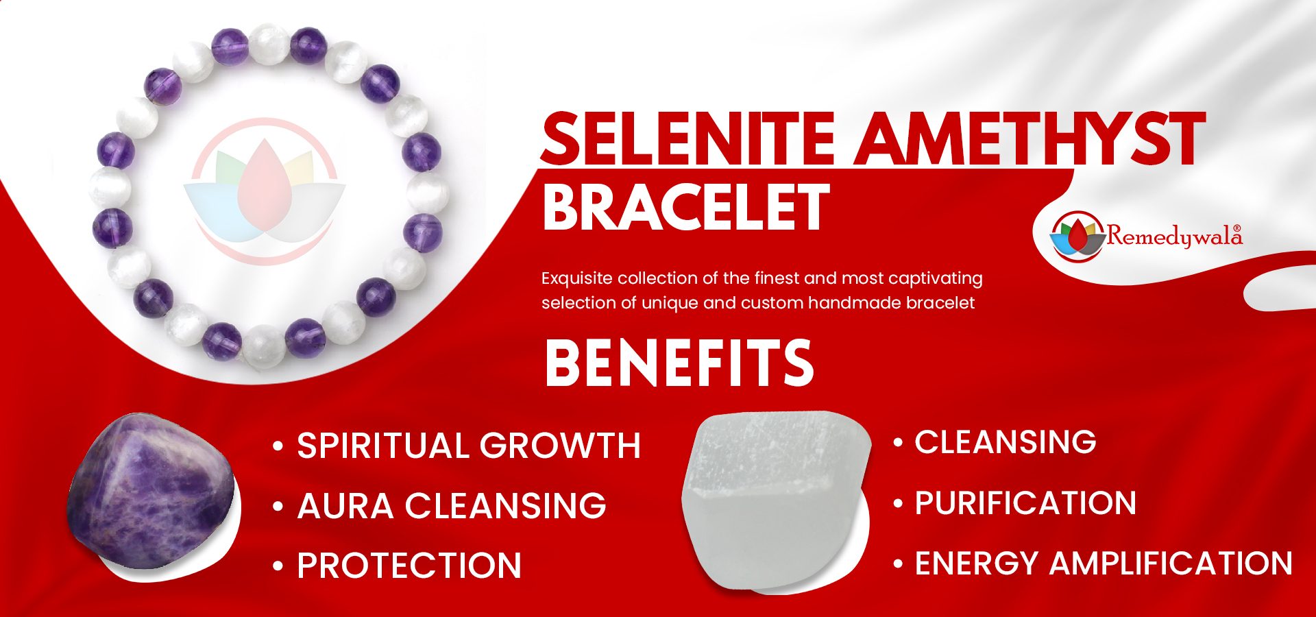 Selenite Amethyst Combination Bracelet 8mm