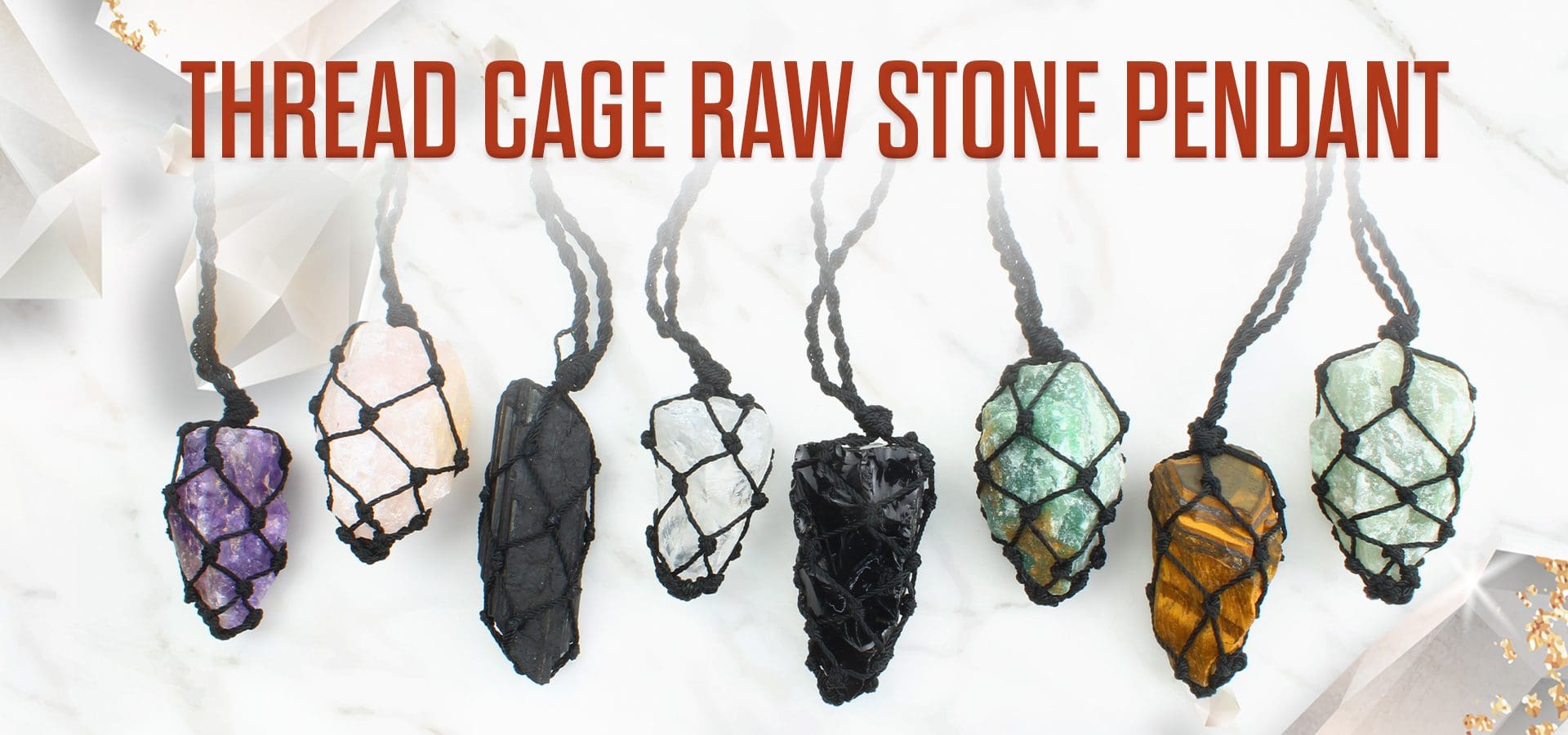 Thread Cage Raw Stone Pendant